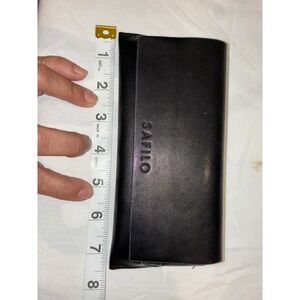 Safilo Black Faux Leather Eyeglass Case Magnetic Closure Slim Sunglasses Pouch